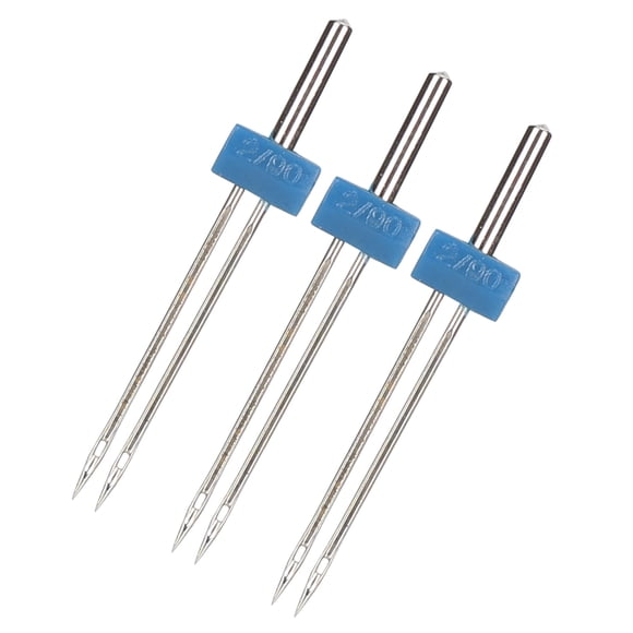 3Pcs Double Needles, Stainless Steel Threading and Hooking Needles for Sewing Machines