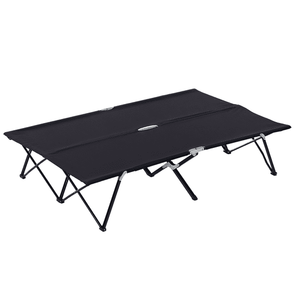 Portable Folding Camp Cot, Black Outdoor Sleeping Bed with Metal Frame, Heavy Duty Camping Cot for Adults