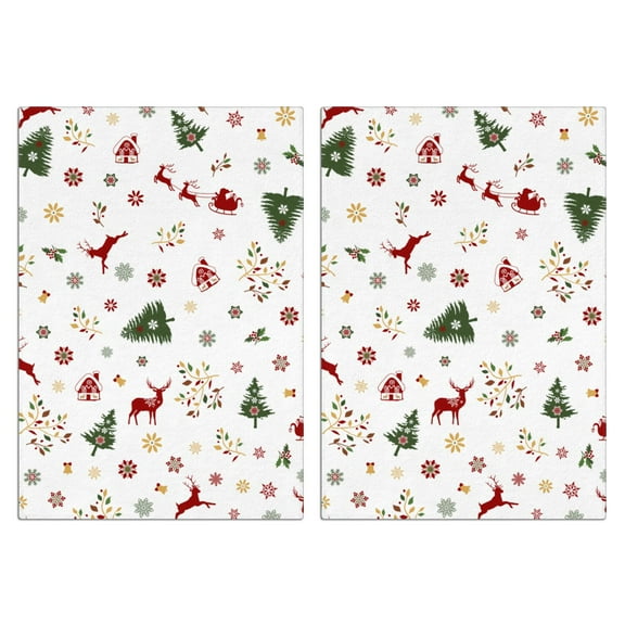 Christmas Kitchen Towels Set of 2-Tree & Plaid & Snowflakes Leaf Printed Tea Towels(18x26 inch)-Absorbent Cotton Home Decor for Christmas,Housewarming Gifts.