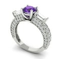 thumbnail image 2 of 2.33 ctw 3 Stone Anniversary Ring for Women | Round Cut Natural Amethyst | Hyperallergenic Solid 14K White Gold, 2 of 5