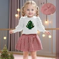 thumbnail image 2 of Adeawade Christmas Outfits Girls Long Sleeve Top Pleated Skirt Hat Coordinated Toddler Kid Clothes Holiday Party Dress Winter Fashion Basic Clothes White 4-5 Years, 2 of 5