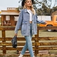 thumbnail image 5 of SWSMCLT Women's Jean Top Soft Jacket Long Sleeve Fall Pocket Ladies 80s Drop Shoulder Coat Oversized Spring Western Classic Blue Small, 5 of 5