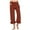 Wine, variant on Women Ruffles Hem Capri Pants Fashion Solid Color Lace up Elastic Waist Loose Comfy Wide Leg Sweatpant with Pocket Beige Large