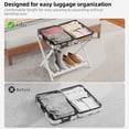 thumbnail image 3 of BAMBOOHOMIE Bamboo Luggage Rack for Guest Room, Wide Suitcase Stand with Storage Shelf, Folding Luggage Stand Holder for Bedroom Hotel Suitcases, White, 3 of 9