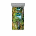 thumbnail image 2 of Ambesonne Fall Fitted Sheet & Pillow Sham Set, Scenic Fall Valley Lakes, Full, Green Blue Orange, 2 of 3