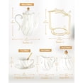 thumbnail image 3 of 22 pcs White Porcelain Tea Set for 6, Luxury British Style Tea/Coffee Cup Set with Golden Trim, Beautiful Tea Set for Women, Tea Party Set, Gift Package (With a Stand), 3 of 7