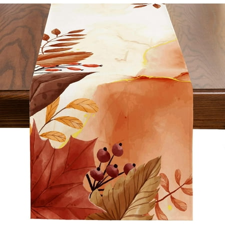 

Watercolor Maple Leaf Table Runner Fall Thanksgiving Dining Table Decorations Kitchen Home Holiday Party Decor 13x90 Inch