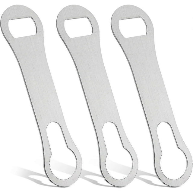 Metal Bottle Opener and Pourer, 3 Pack Flat Beer Bottle Opener Stainless Steel Wine Bottle Opener Bar Bottle Opener for Bartender Kitchen Bar