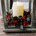 thumbnail image 4 of Christmas Candle Rings Wreath 3 Inch Center Pine Cone Red Berry Artificial Greenery Candle Holder Centerpiece for Holiday Table Mantle Decor, 4 of 6