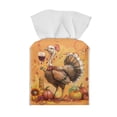thumbnail image 2 of POLERO Waterproof Tissue Box Holder, Thanksgiving Square PU Leather Tissue Box Cover, Elegant Turkey Decorative Facial Paper Organizer Dispenser for Bathroom, Night Stands, Desk, 5.1X5.1X5.5'', 2 of 7