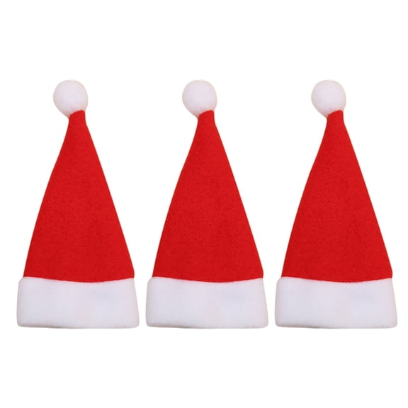 Mini Santa Hats, Red Small Santa Hat Covers, Multi Purpose for Wine Bottle Decor, Silverware Holder & Lollipop Wrap, Ideal for Xmas Dinner, Wedding Party & DIY Craft Supplies,Red-3Pcs