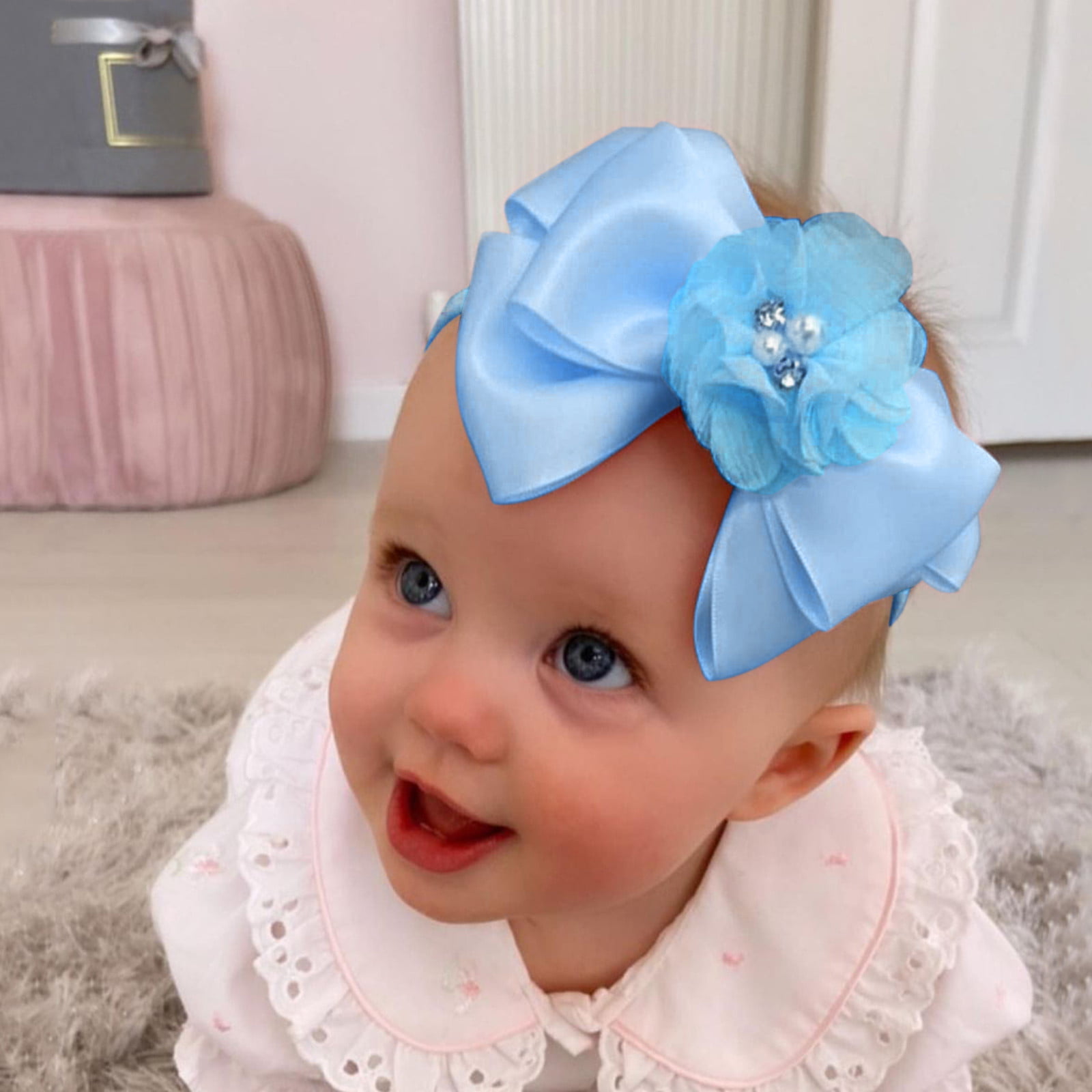Lot Baby Girls Headband 3 inch Bow Super Soft Band Christening Hair Accessories 
