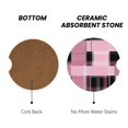 thumbnail image 3 of Round Ceramic Car Coasters 2 Pack Absorptive Clean Cork Bottom For Anti-Slip Use On Most Cars Plaid Fall Camo Pink_4, 3 of 8