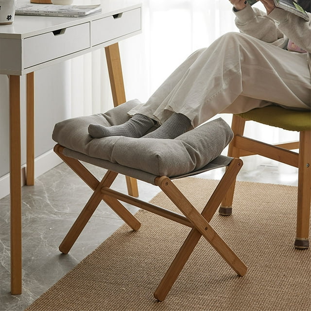 Foldable X Leg Soft Cushioned Foot Stool Multifunctional Foot Rest with Soft Cushion