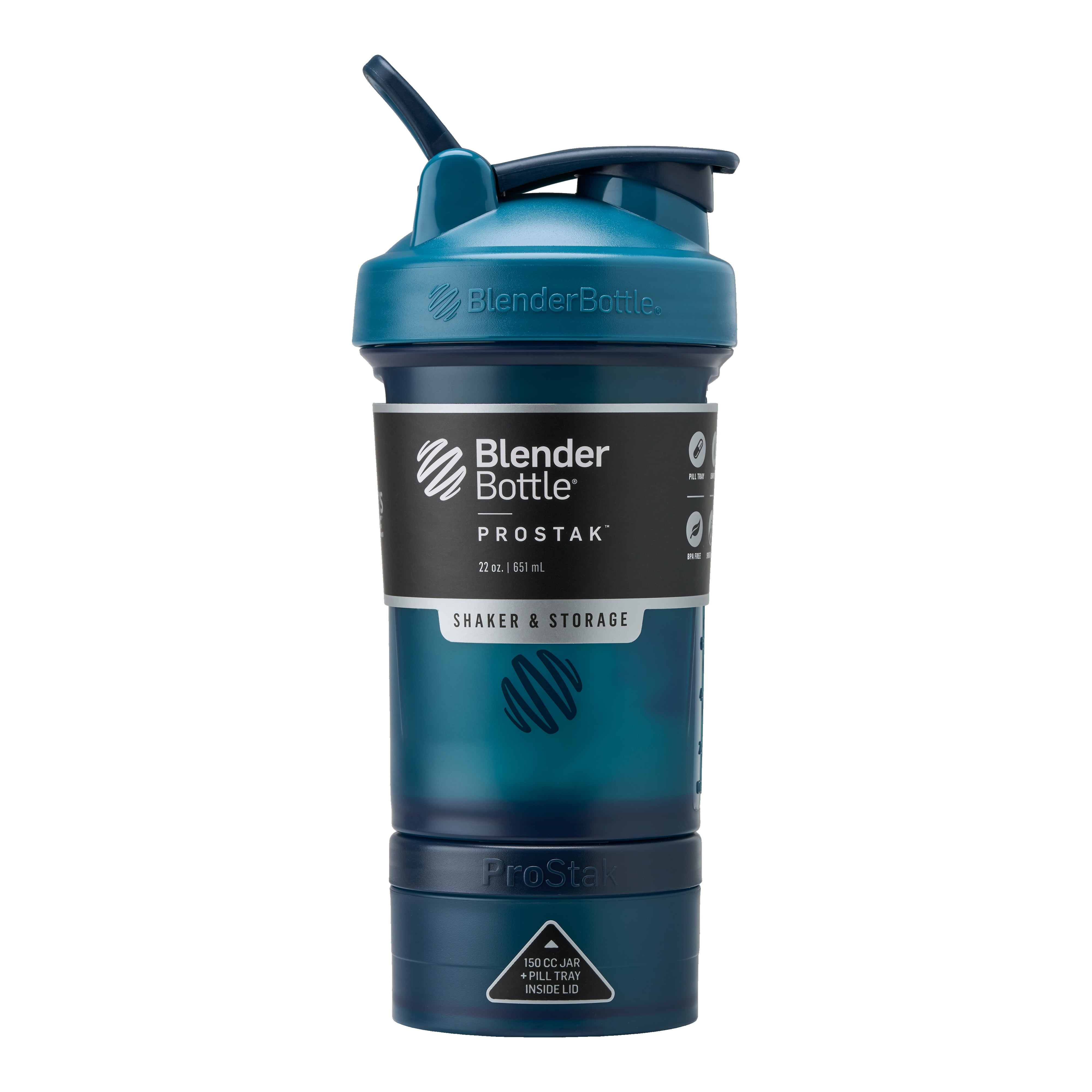 Blender Bottle 16 Oz Teal Blue with Storage, wire whisk, Pill Tray, 150cc  Jar
