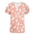 thumbnail image 5 of Rciityk Womens Scrub Tops Summer Causal Floral Printed Nursing Uniform Stretch V Neck Short Sleeve Workwear Blouse with Pockets Orange L, 5 of 5