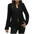 thumbnail image 2 of Tops for Women Long Sleeved Blazer Jacket Solid Color Cardigan Jacket,Women's Long Sleeve Tops Black XXL, 2 of 6