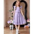 thumbnail image 3 of Arshiner Girls Spring Summer Dresses Flutter Sleeve A-line with Belted Pockets Casual Party Dress, 3 of 6