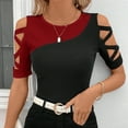 thumbnail image 1 of Jienlioq Crop tops d'Été pour Femmes Haut Décontracté Assorti à Manches Courtes Col Rond, 1 of 5