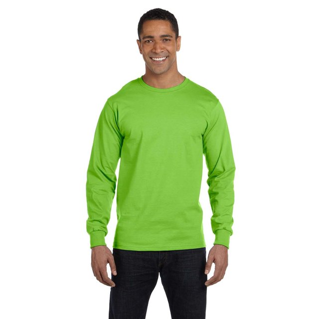 Hanes 6.1 oz. Long-Sleeve Beefy-T? - LIME - S