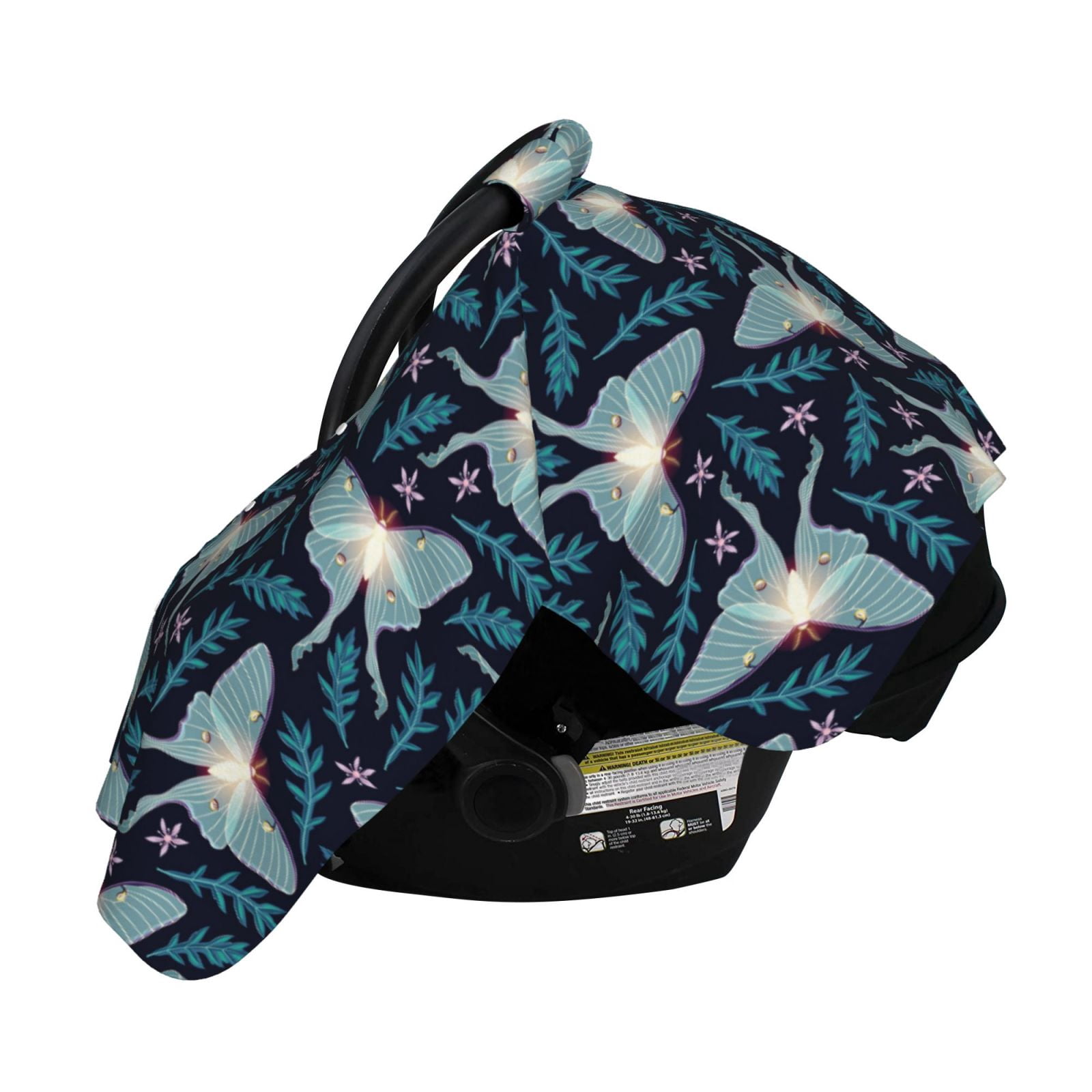 Naloa Glowing Butterfly Baby Car Seat Cover, Breathable Baby Carrier Cover, Multiuse Baby Carrier Cover & Nursing Breastfeeding Cover