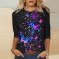 thumbnail image 2 of ZQGJB Cute Butterfly Print Shirts for Women Dressy Casual 3/4 Lenght Sleeve Round Neck Graphic T-Shitrs Top Loose Fit Comfy Tunic Tees Blouse Multicolor#15 XXXL, 2 of 6