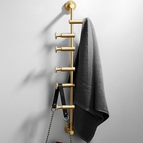 Miumaeov 6 Hooks Clothes Robe Holder Punch Installation Coat Hat Wall Hanger Hooks Brass