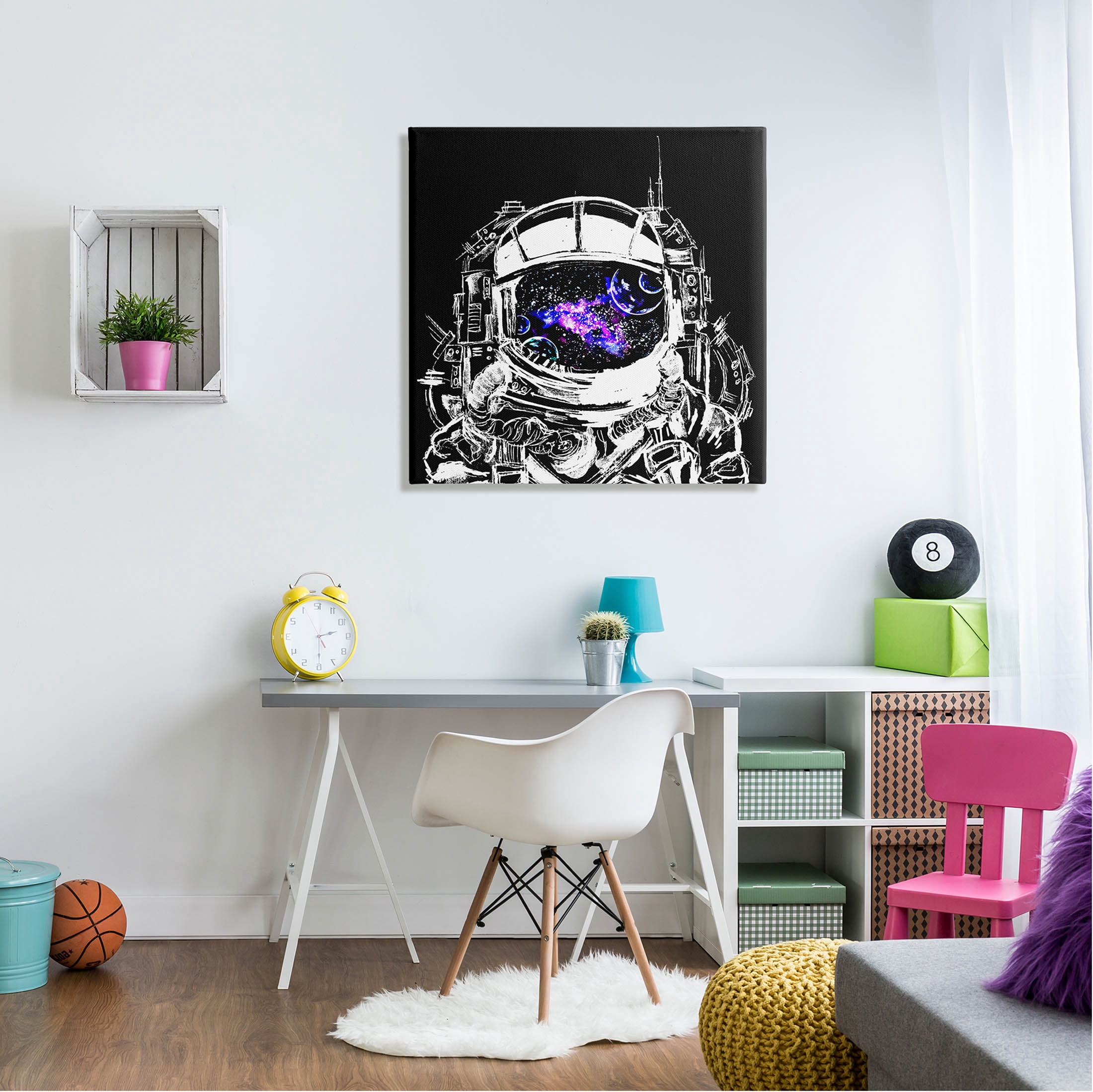 Astronaut Nebula Galaxy Reflection Art for Kids Graphic Art Gallery Wrapped Canvas Print Wall Art