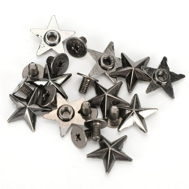 Studs Rivets,50PCS Metal Star Shape Studs Star Rivets for Leather Craft Repairs Decoration 0.6inch