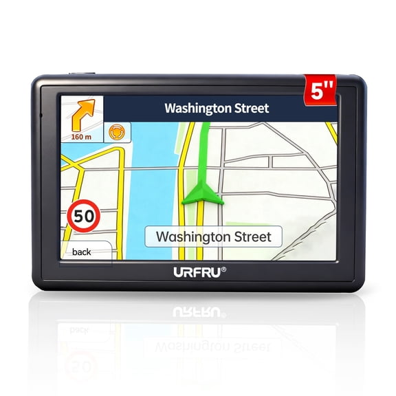 URFRU 5 inch GPS Navigator for Car, Small Size for Limited Cab, Preload Offline Map