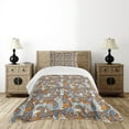 thumbnail image 4 of Ambesonne Vintage Quilted Bedspread Set 2 Pcs, Paisley Inspired, Twin Size, Orange Pale Blue Cream, 4 of 5
