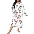 thumbnail image 3 of Womens Nightgowns Plus Size Casual Sleep Dress Women's Plus Heart Print Long Sleeve Round Neck Medium Stretch Loose Nightdress, 3 of 3