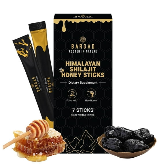 BARGAD Pure Himalayan Shilajit Sticks with Organic Honey & Saffron (7 Count) | Easy Single Use Shilajit Sticks | Boosts Energy & Immunity with 85+ Trace Minerals, 75%+ Fulvic Acid