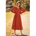 thumbnail image 6 of PRETTYGARDEN Women's Spring Fall Midi Dress Casual Long Sleeve V Neck Swiss Dot Pleated A Line Flowy Dresses, 6 of 6