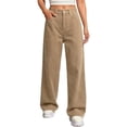 thumbnail image 2 of Womens Loose Denim Pants High Waist Straight Leg Wide Leg Casual Jeans Khaki M, 2 of 5