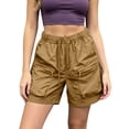 thumbnail image 3 of Women's Quick-Dry Elastic Waist Drawstring Lightweight Hiking Shorts With Zipper Pockets for Outdoor Active & Casual Wear, QuickDry Stretch Fabric with Secure Front Zip | TruBelle,Khaki S, 3 of 8