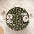 thumbnail image 4 of Ambesonne Leaves Greenery Fitted Round Tablecloth, Art Realist Leaf, 40"- 44" Diameter, Pale Olive Green, 4 of 5