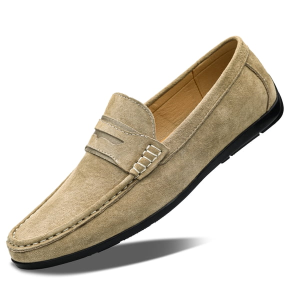Men's Casual Loafers Slip On Leather Shoes Comfortable Lightweight Driving Shoes Male Moccasins Classic Penny Loafer Flats Boat Shoes Outdoor Walking Shoes