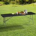 thumbnail image 2 of DEXTRUS Table de Pique-Nique Pliant de 8 Pi avec Poignée de Transport, Mobilier de Patio en Résine, Noir, 2 of 10