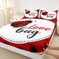 thumbnail image 3 of Castle Fairy Red Ladybird 4 Pieces Queen Sheet Sets,Polka Dots Ultra Soft Flat Sheet,Cartoon Ladybug Queen Fitted Sheet,Luxury Kawaii Bedroom Decor, 3 of 7