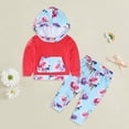 thumbnail image 2 of Toddler Baby Girl Outfits Long Sleeve Letter Print Sweatshirt Tops + Sweatpants Fall Winter Clothes Set 6-12 Months 12-24 Months 2t 3t 4t 5t 6t 7t 8t 9t Children Red 6-12 Months, 2 of 4