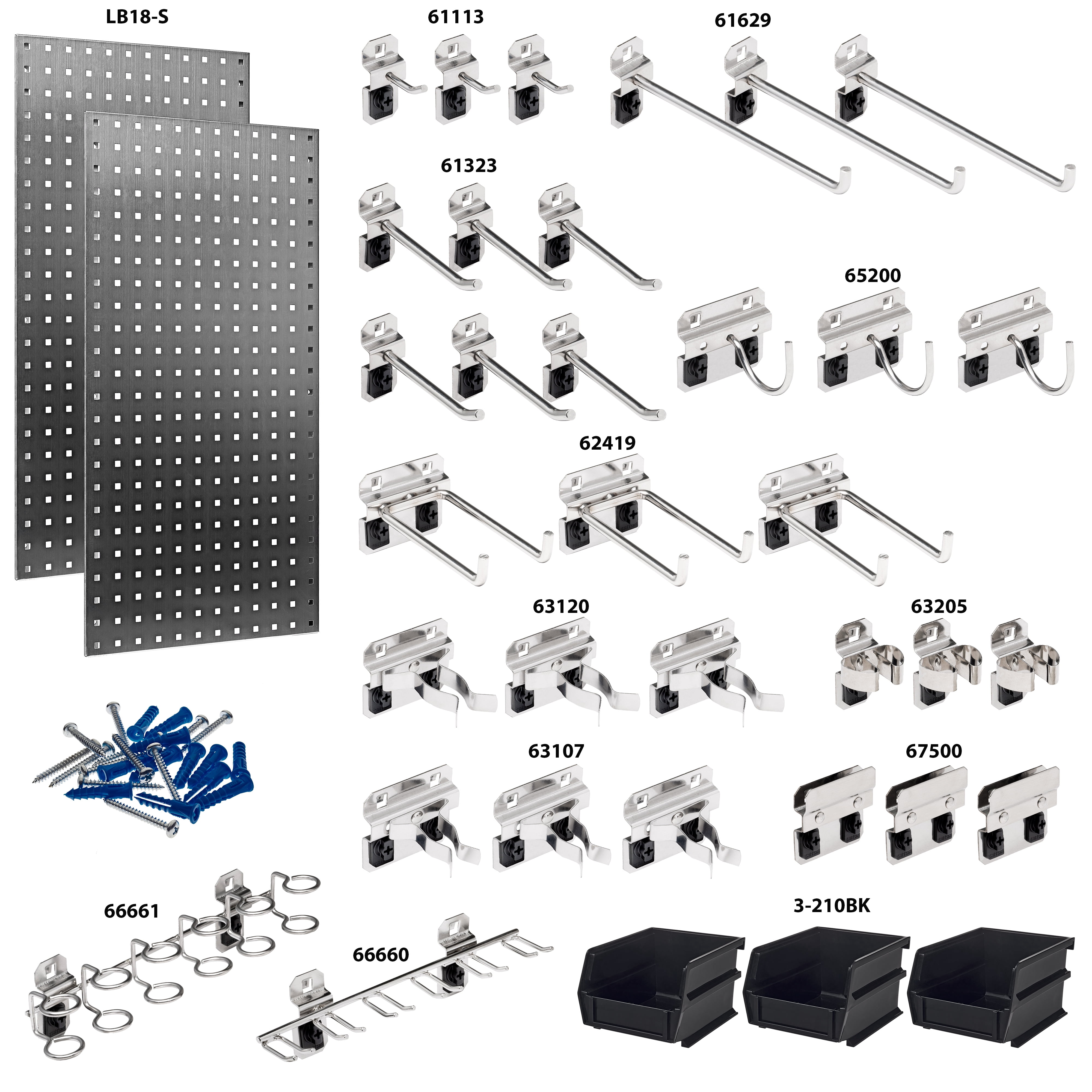 Triton Products® LOCBOARD LB18-SKit Pegboard,Square,36 in. H x 18 in. W,PR