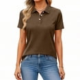 thumbnail image 3 of Hearthz Brown Polo Women Shirt Short Sleeve Collared Uniform Womans Shirt Business Casual Golf Polo Shirts, 3 of 6