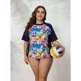 thumbnail image 4 of Alove Women's Plus Size Short Sleeve Swim Shirt Top Color Blocked UPF 50+ Rashguard, 4 of 6