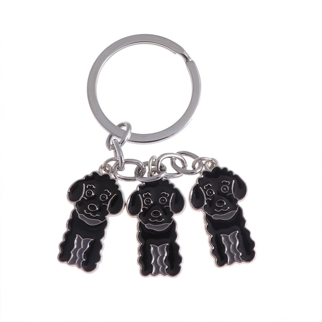 Llavero de coche con forma de caniche Llaveros de metal con forma de perro de metal Colgante colgante (negro caniche)