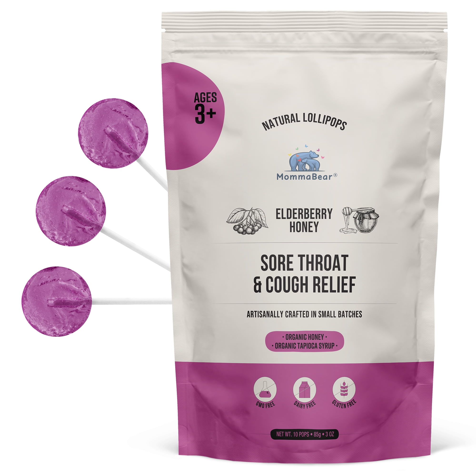 MommaBear Organic AllNatural Sore Throat Relief and Cough Drop