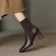 thumbnail image 4 of NECHOLOGY Botas Mujer Adulto Femenino Zapatos Botines mujer Botas tobilleras tejidas con tacones y gruesos, estilo francés, vintage, con cabeza cuadrada (Brown, 7), 4 of 5
