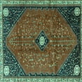 thumbnail image 1 of Ahgly Company Machine Washable Indoor Square Persian Turquoise Blue Traditional Area Rugs, 4' Square, 1 of 4