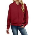 thumbnail image 6 of Towmus Womens Oversized Tunic Tops Jackets Cap Long Sleeve Sweatshirts Zip Up Motorcycle Coats with Pockets, 6 of 6