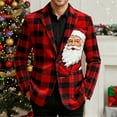 thumbnail image 5 of QATAINLAV Christmas Suit for Men Ugly Xmas Printed Blazer Casual Button Holiday Party Jacket with Pockets, Red, L, 5 of 8